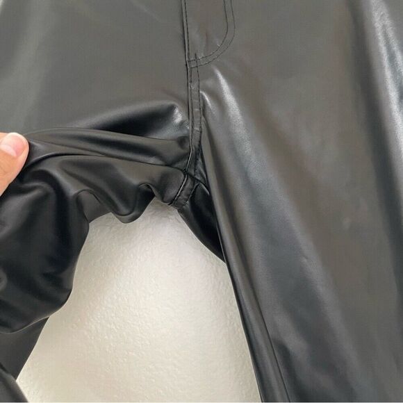 Revice Pants Size 32 Black Vegan Leather Uptown Happy Hour Straight Slit Leg - Picture 10 of 15